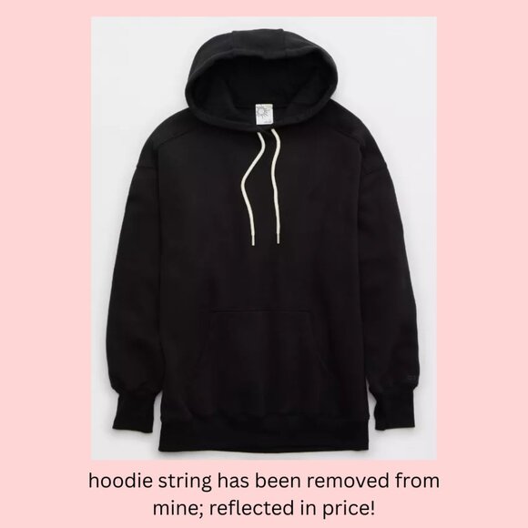OFFLINE by Aerie Cloud Fleece Oversized Hoodie, Black, Size L - Picture 4 of 5